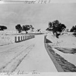 A photograph of Blanco's 4th Street Bridge covered in snow, February 1923